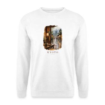 Kyoto Japan Friedlicher Teehausblick - Unisex Pullover - Weiß - Vorne - Alina (178cm) & Michal (187cm)