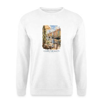 Kopenhagen, Dänemark Gemütlicher Hafen - Unisex Pullover - Weiß - Vorne - Alina (178cm) & Michal (187cm)