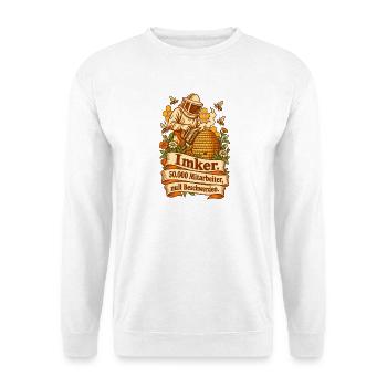 Imker 50000 Mitarbeiter Bienen - Unisex Pullover - Weiß - Vorne - Alina (178cm) & Michal (187cm)
