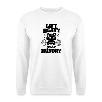 Lift Heavy Cat - Unisex Pullover - Weiß - Vorne - Alina (178cm) & Michal (187cm)