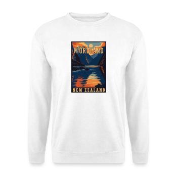 Erleben Sie Majestic Fiordland in Neuseeland - Unisex Pullover - Weiß - Vorne - Alina (178cm) & Michal (187cm)