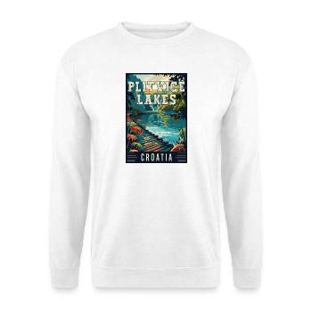 Erleben Sie die Magie der Plitvicer Seen in Kroatien - Unisex Pullover - Weiß - Vorne - Alina (178cm) & Michal (187cm)
