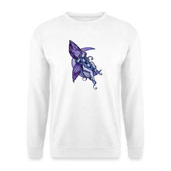 Mondbeschienene Fee auf dem Halbmond - Unisex Pullover - Weiß - Vorne - Alina (178cm) & Michal (187cm)