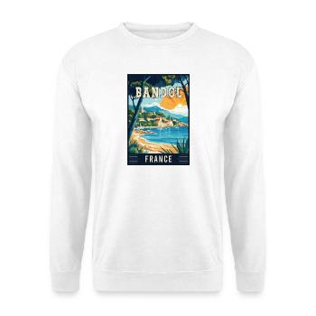 Erleben Sie den Küstencharme von Bandol in Frankreich - Unisex Pullover - Weiß - Vorne - Alina (178cm) & Michal (187cm)