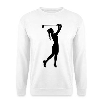 Golferin Silhouette, Golf Abschlag Damen Golf  - Unisex Pullover - Weiß - Vorne
