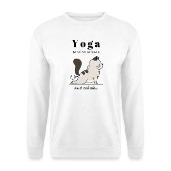 Funny Yoga Kitty Cat Mom Humor T Shirt - Unisex Pullover - Weiß - Vorne