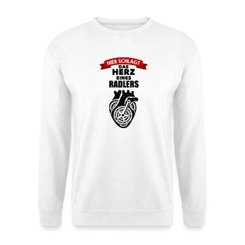 Radsport Spruch Herz eines Radlers für Radprofis - Unisex Pullover - Weiß - Vorne