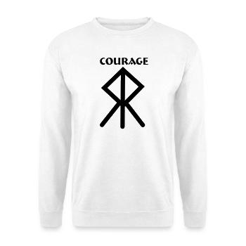 Rune viking Courage avec texte COURAGE - Sweat-shirt Unisexe - blanc - Devant