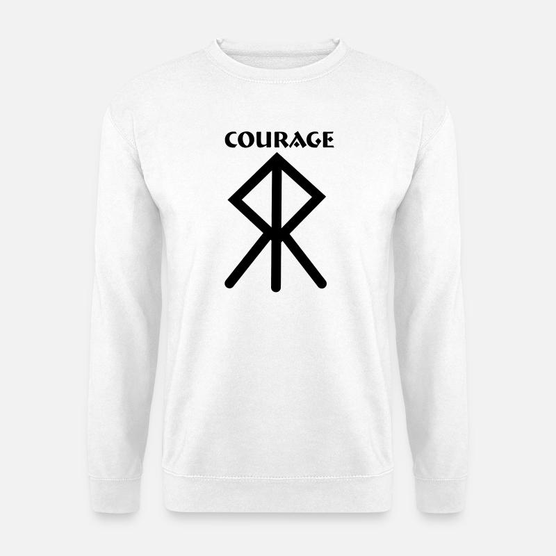 Courage Viking rune with text COURAGE - Unisex Sweatshirt - white