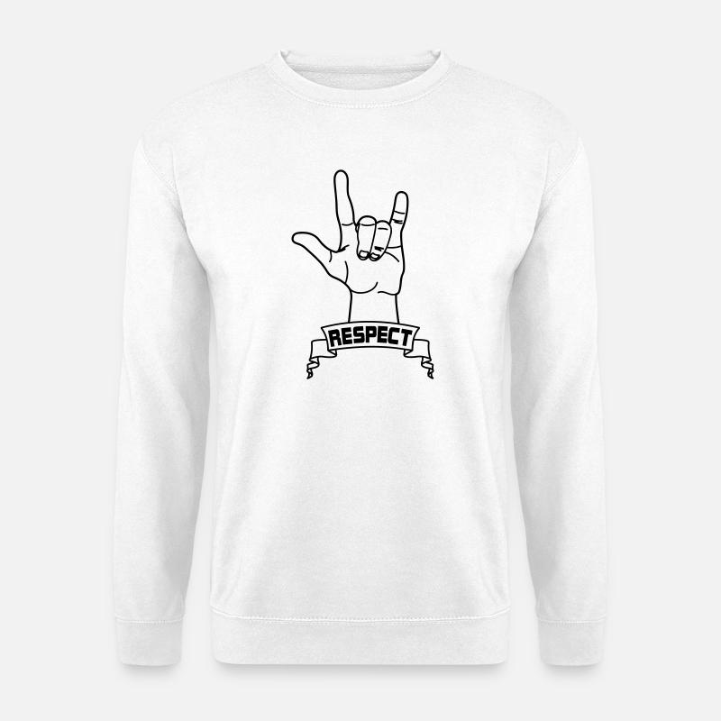 Handgeste Respekt mit Text RESPEKT - Unisex Pullover - Weiß