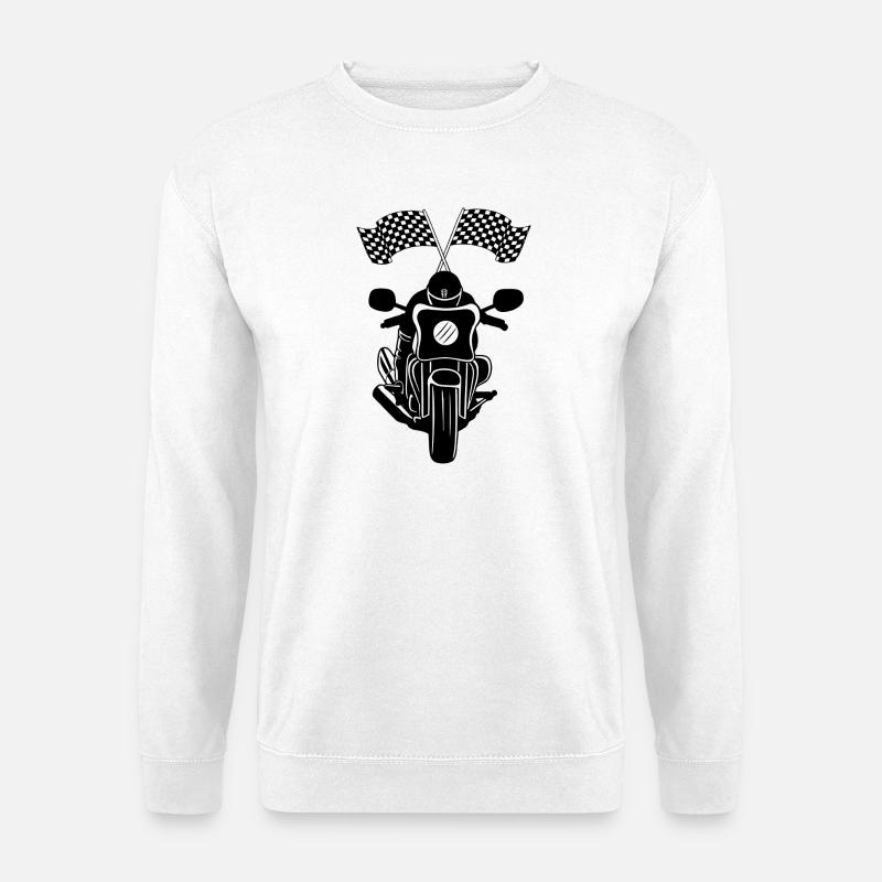 Motorcycle Race Two Flags - Unisex Sweatshirt - white
