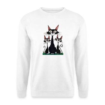 Trio of Black Cat Portraits - Unisex Sweatshirt - white - Front