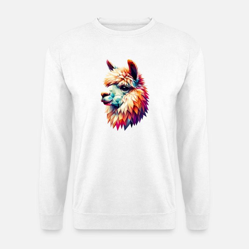 Polygonales Alpaka - Unisex Pullover - Weiß