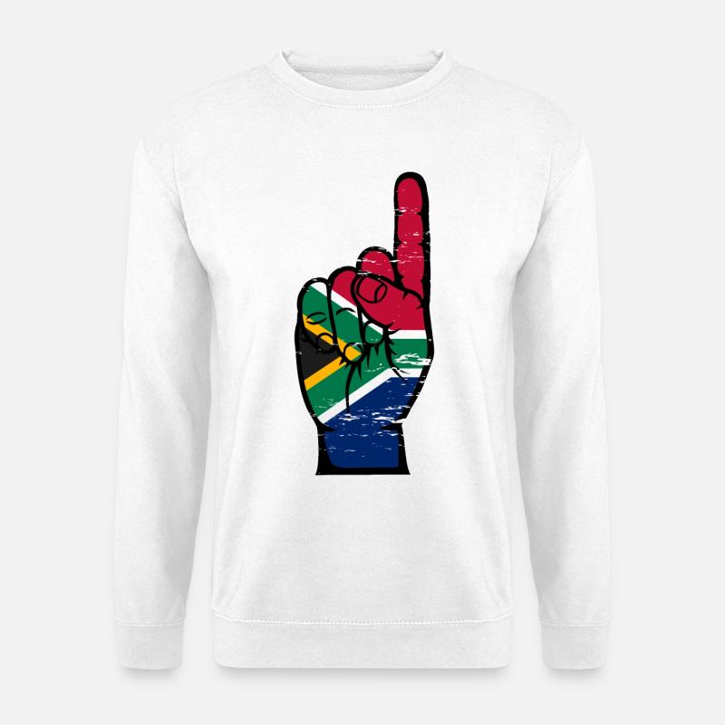 Südafrika Flagge Nummer 1 used - Unisex Pullover - Weiß