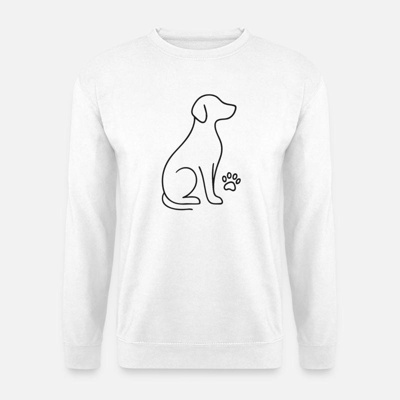 Minimalistisches Hund Design – Line Art Pfote - Unisex Pullover - Weiß