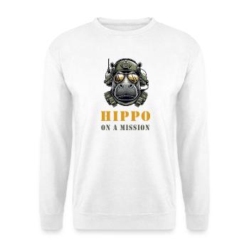 Hippopotamus in Mission - Military Design - Unisex Sweatshirt - white - Front