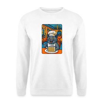 Illustration de chat cuisinier, j'adore cuisiner avec des chats - Sweat-shirt Unisexe - blanc - Devant