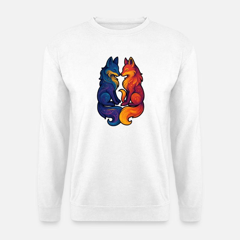 Celestial Foxes | Mythical Twin Goddess - Unisex Sweatshirt - white