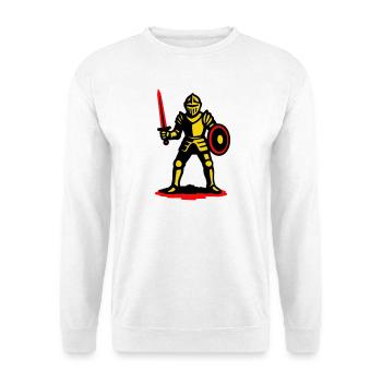 Gelber Ritter mit rotem Schwert - Unisex Pullover - Weiß - Vorne