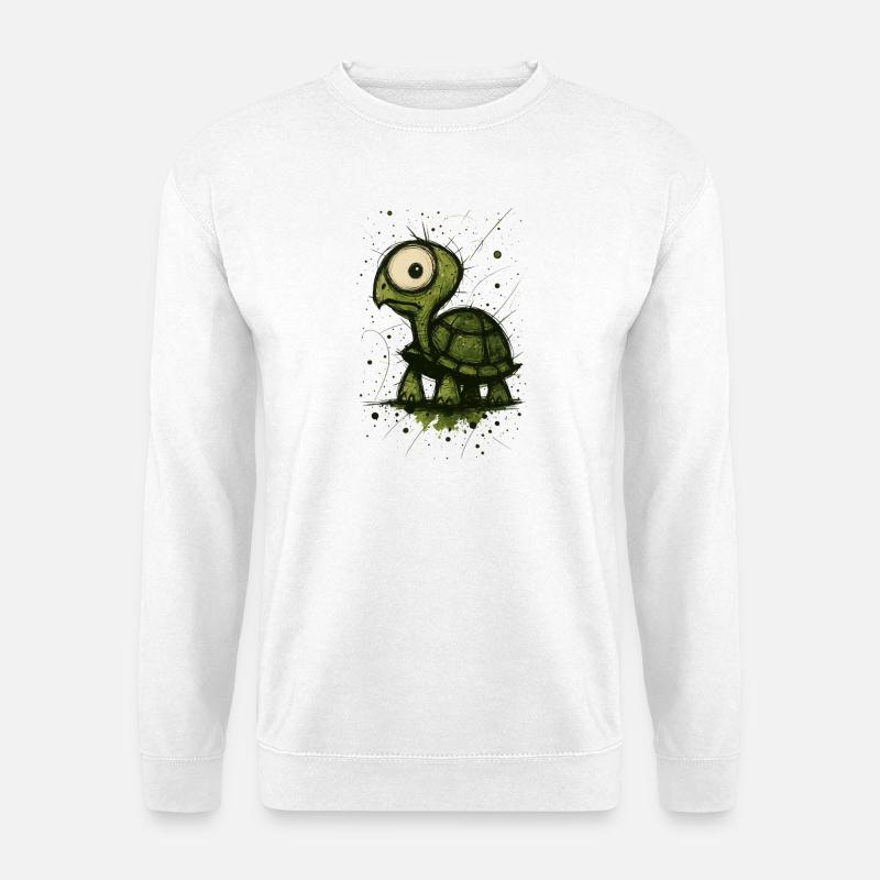 Lustige Schildkröte mit großen Augen – Comic Splash - Unisex Pullover - Weiß