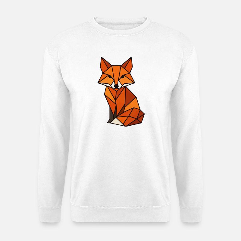Geometrischer Fuchs Dreiecke - Unisex Pullover - Weiß