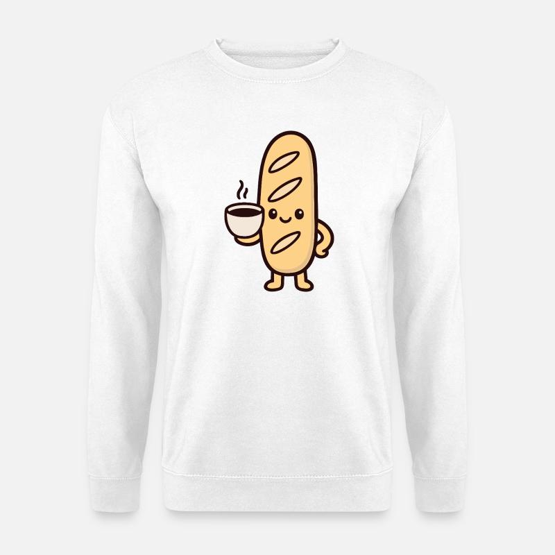 Mascotte Kaffee-Baguette - Unisex Pullover - Weiß