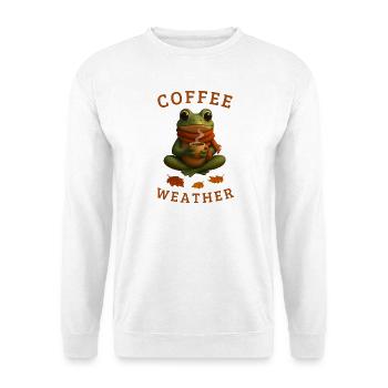 Herbstfrosch Frosch mit Kaffee Herbst Geschenkidee - Unisex Pullover - Weiß - Vorne