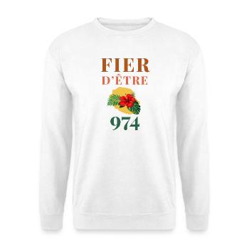Fier d'être 974 Réunion - Sweat-shirt Unisexe - blanc - Devant