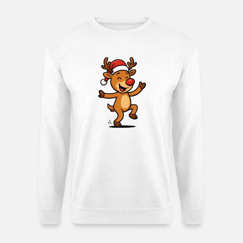 Deer with Santa Hat - Unisex Sweatshirt - white
