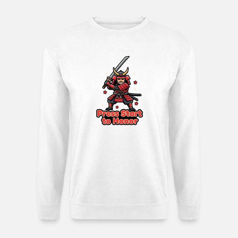 Retro Samurai Drück Start - Unisex Pullover - Weiß