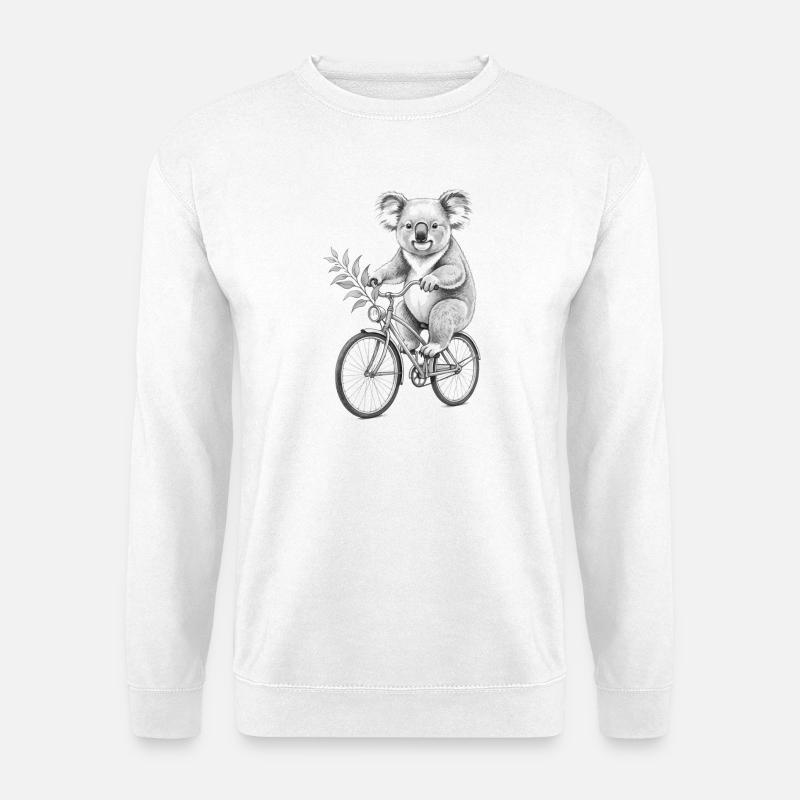 Koala on Bicycle with Leaves - Unisex Sweatshirt - white