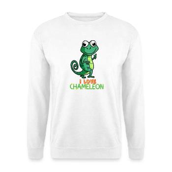 I Love Chameleon Cute Lizard Reptile Pet Animal  - Unisex Sweatshirt - white - Front