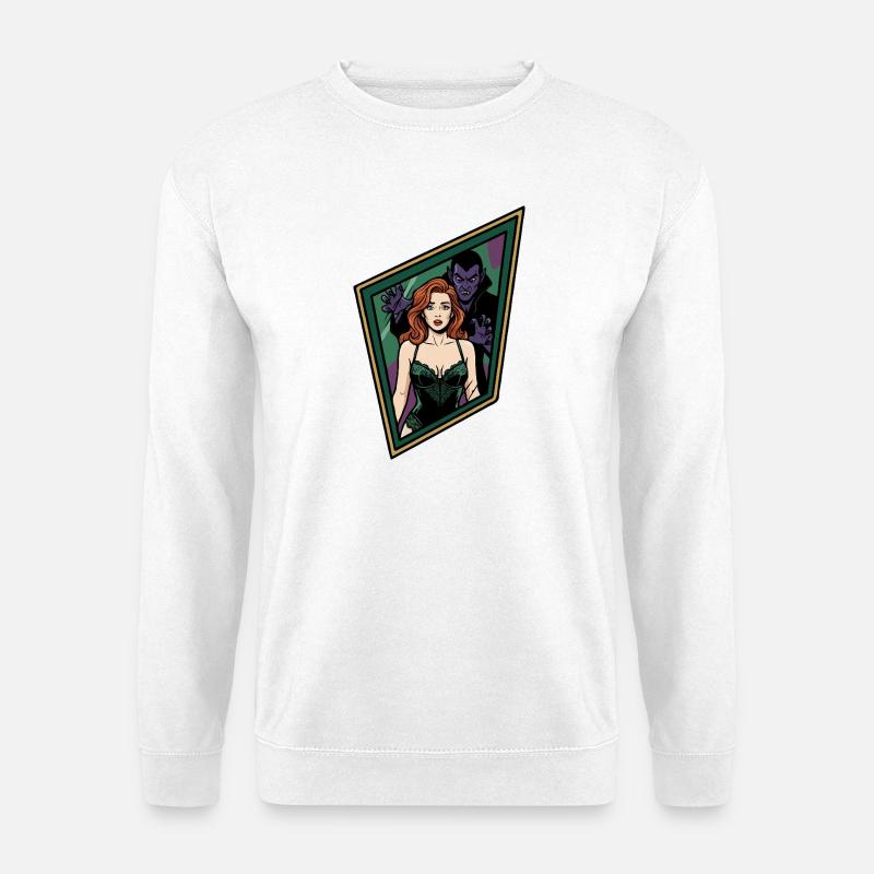 Ingwer-Pin-up mit Vampir - Unisex Pullover - Weiß