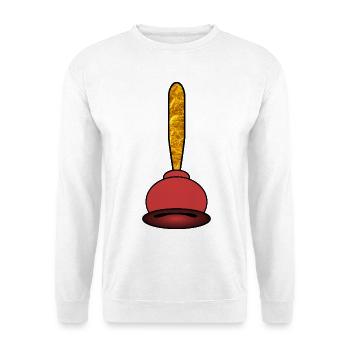 Goldene Saugglocke Klempner - Unisex Pullover - Weiß - Vorne - Alina (178cm) & Michal (187cm)