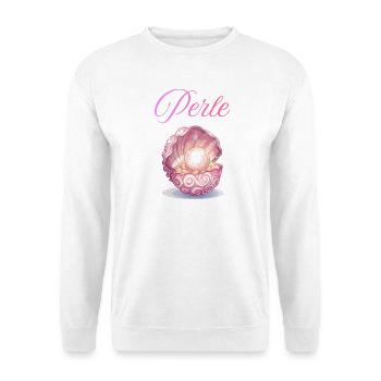 Perle im Rosenmuschel - Unisex Pullover - Weiß - Vorne