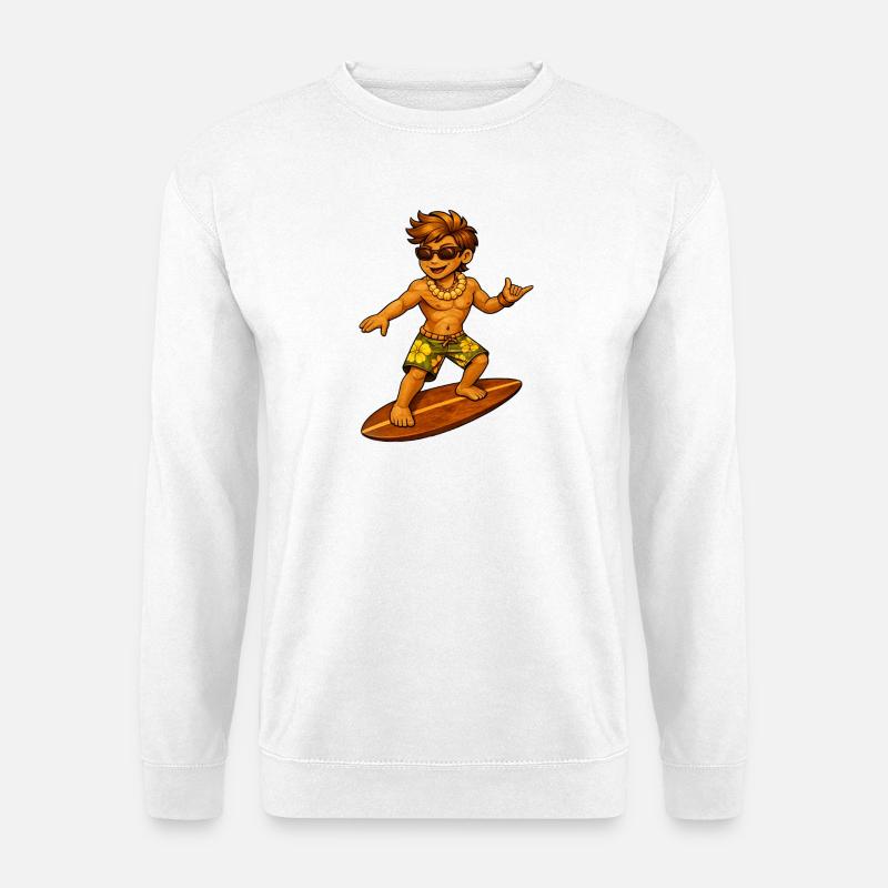Surfer Hawaii-Stil - Unisex Pullover - Weiß