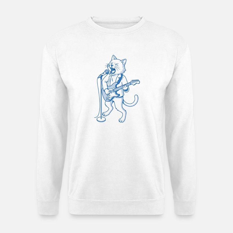 Rockkatze - Gitarre - Unisex Pullover - Weiß