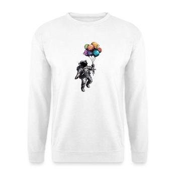Astronaut and Colorful Balloon Bouquet - For Women - Unisex Sweatshirt - white - Front