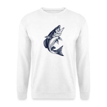 Perchoir sauteur | Motif de pêcheur vintage - Sweat-shirt Unisexe - blanc - Devant