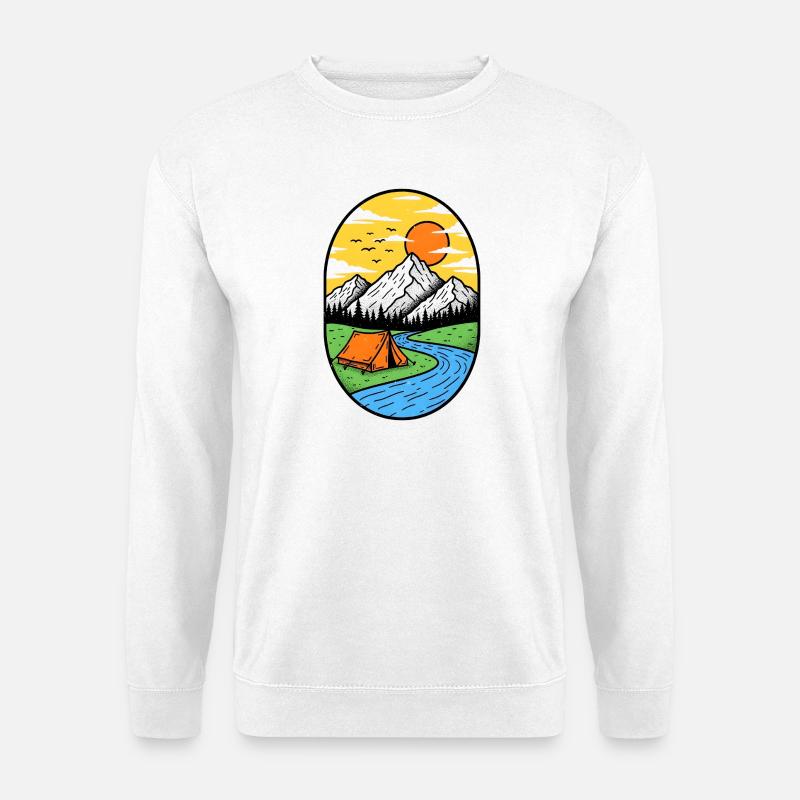 Mountain Sun Campfire Tent - Unisex Sweatshirt - white