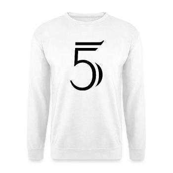 5. JUBILÄUM. 5 JAHRE. 5. JUBILÄUM. KIND - Unisex Pullover - Weiß - Vorne - Alina (178cm) & Michal (187cm)