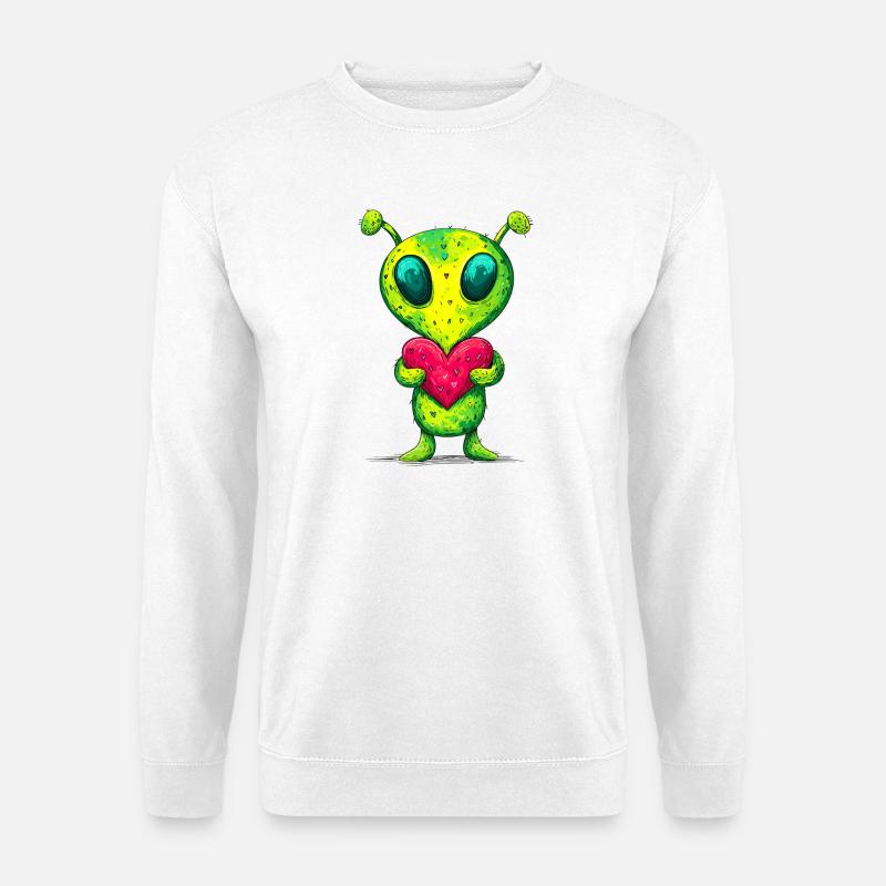 Alien with a heart - Unisex Sweatshirt - white