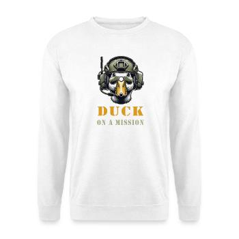 Ente auf Mission - Unisex Pullover - Weiß - Vorne