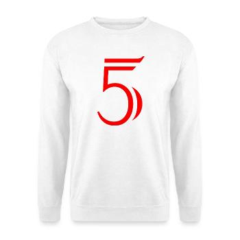 5. JUBILÄUM. 5 JAHRE. 5. JUBILÄUM. KIND - Unisex Pullover - Weiß - Vorne - Alina (178cm) & Michal (187cm)