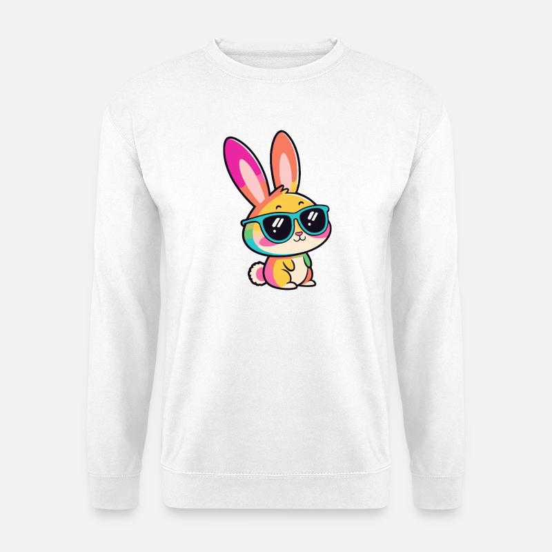 Rainbow Rabbit in Glasses - Unisex Sweatshirt - white