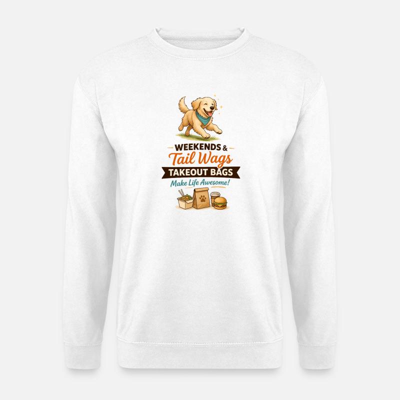 Schwanz-Wedeln Takeout-Beutel - Unisex Pullover - Weiß