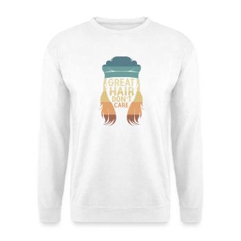 Vokuhila Haarschnitt Mullet - Unisex Pullover - Weiß - Vorne