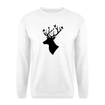 Hirsch Schmetterling Natur Logo - Unisex Pullover - Weiß - Vorne