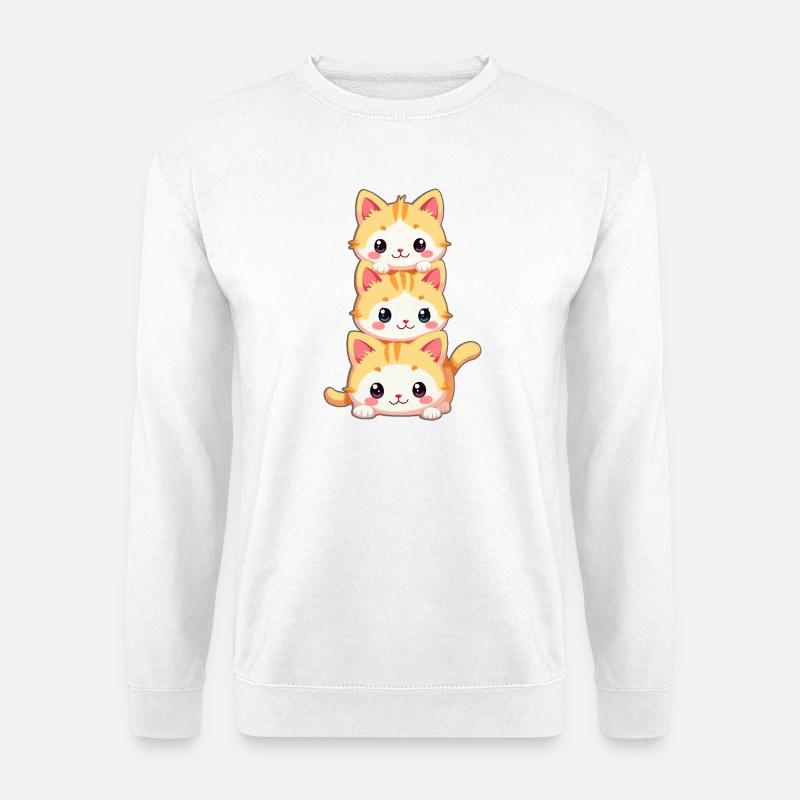Gestapeltes Kätzchen-Trio - Unisex Pullover - Weiß