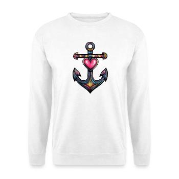 Anker Symbol Herz - Unisex Pullover - Weiß - Vorne
